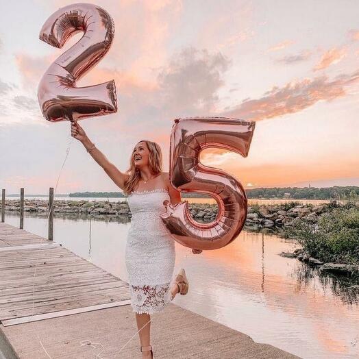 Цифры шары воздушные фольгированный 2 и 5(102 см)