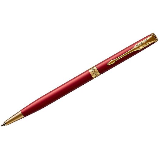 Ручка шариковая Parker "Sonnet Lacquer Slim GT", тонкий корпус, лак, нержавеющая сталь, позолота