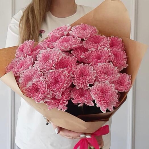 Малиновая хризантема в крафте 💕