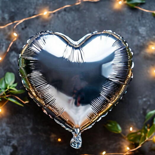 Balloon Heart silver helium. Helium foil balloon Heart (silver)