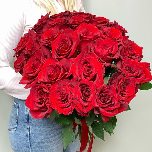 25 rosas rojas Premium 50-60 cm (Ecuador)