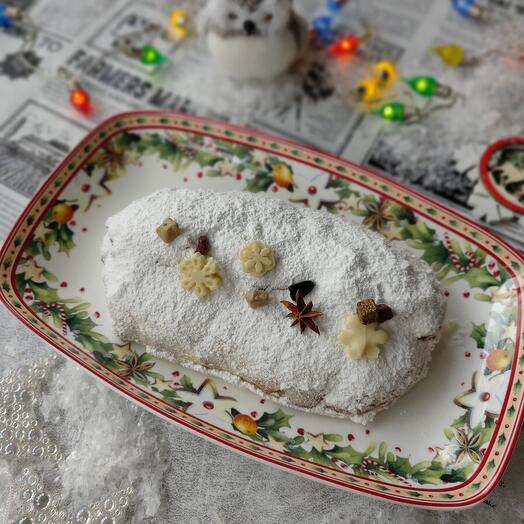 Новогодний Штоллен творожный с цукатами, вишней, клюквой, орехами
