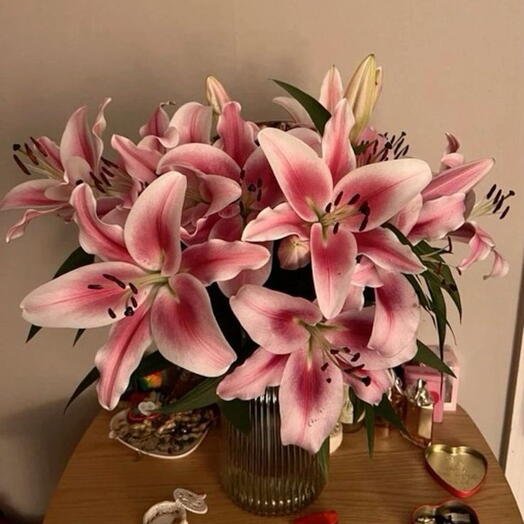 Pink Lillies with a vase