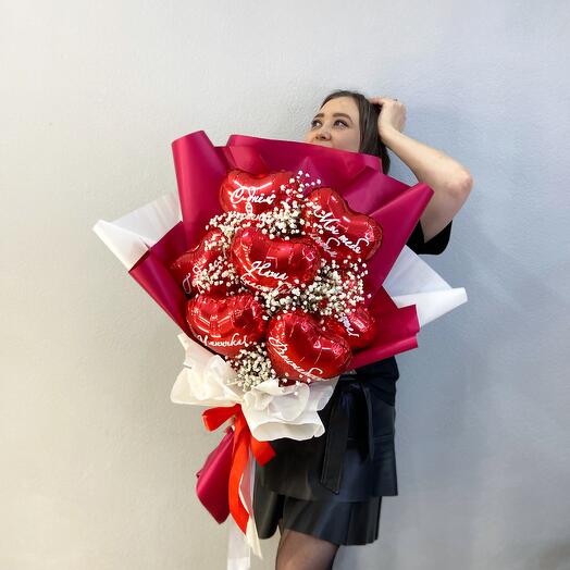 Воздушный букет с гипсофилой Любовь ♥️