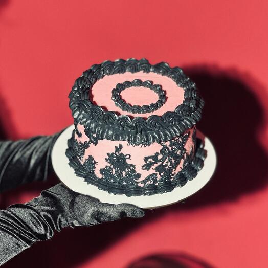 Торт в стиле ламбет с рваным кружевом на 14 февраля