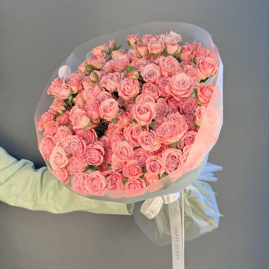 Букет из розовых кустовых Роз  (35 шт)