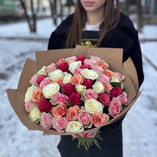 51 роза (40см) в крафте