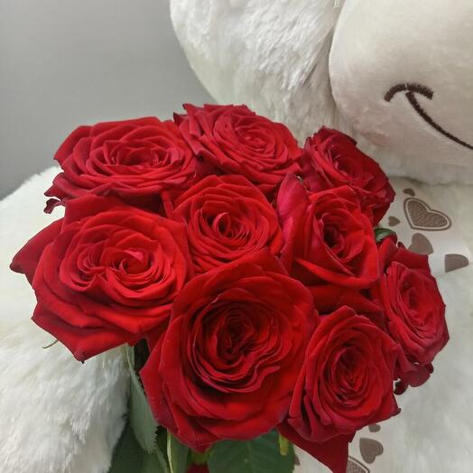 Монобукет из 9 красных роз