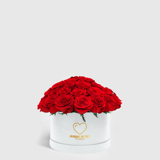 Red Bouquet Roses Small White Box