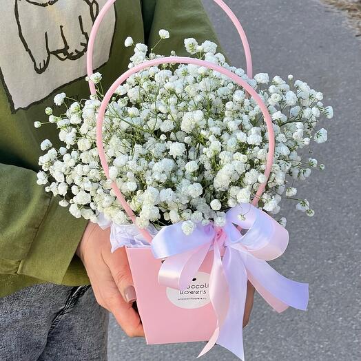 Сумочка с белой гипсофилой