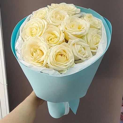 Моно из 11 белых роз аваланж