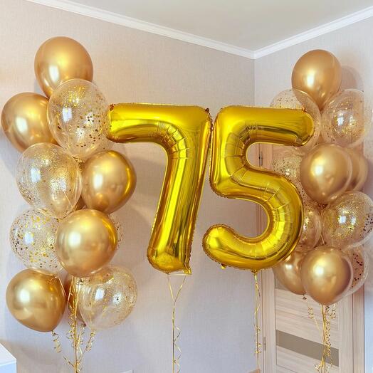 Шары мужчине, папе, отцу, дедушке на юбилей 75 лет с гелием