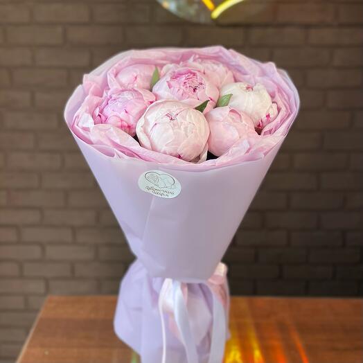 Моно букет нежнейшие пионы 7шт 💜🌸