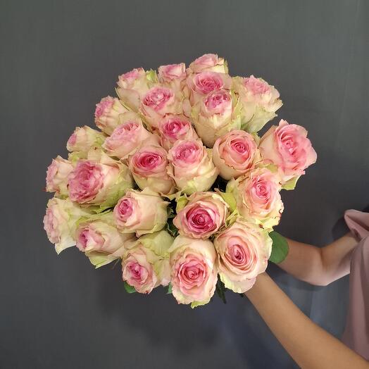 Розовые розы 25 штук