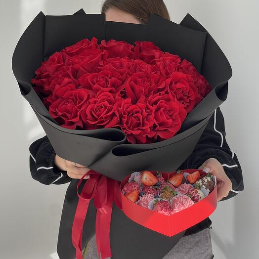 Комбо набор букет+ сердце с клубникой️