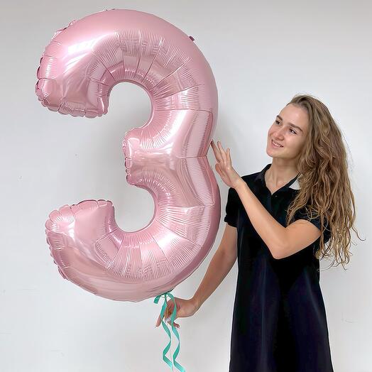 Фольгированная цифра шар «Розовый» на выбор 102 см