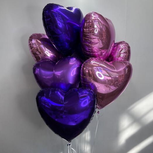 "Love" foil balloons in the shape of a heart 9 pcs