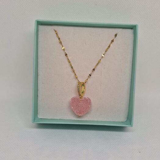 Pink heart necklace
