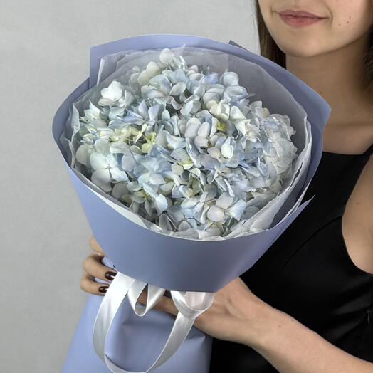 Букет комплимент из голубой гортензии