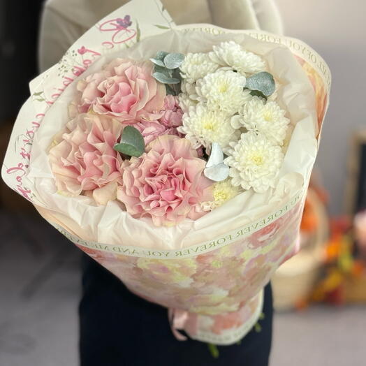 💐💐💐Сборный букет гортензия Роза и хризантема