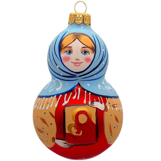 Ёлочная игрушка "Девочка с иконой" (Винтажный шар)