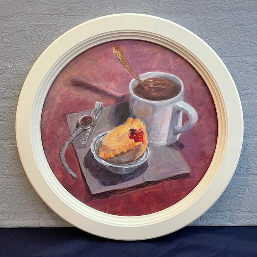 Картина маслом в раме "Полуденный завтрак"