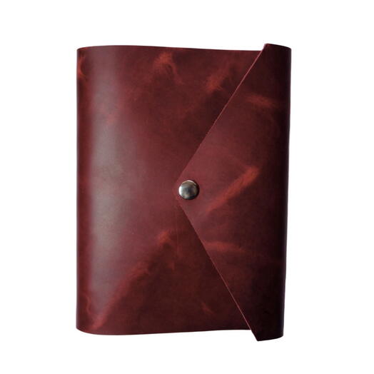 Кожаный блокнот А5 Красный "На кнопке"