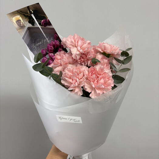 Букет комплимент из воздушных розовых диантусов💌