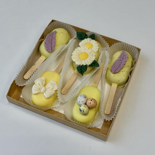 Ассорти чизкейки-эскимо весеннем декоре (5 штук)