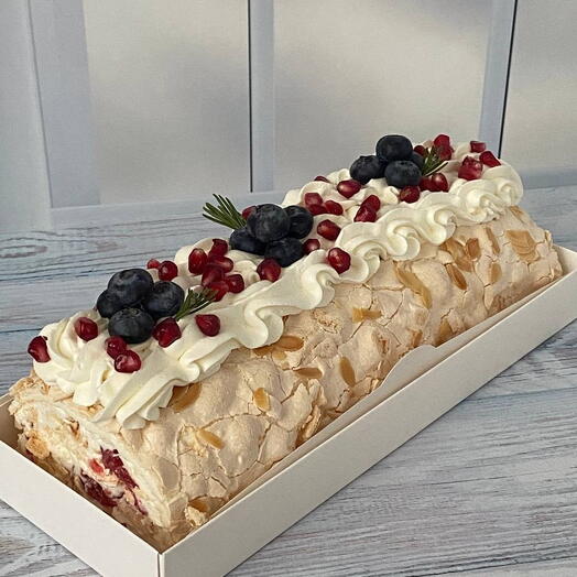 Меренговый рулет вкусный к чаю или на подарок с нежным кремом чиз