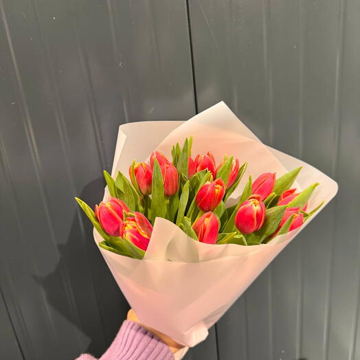Тюльпаны розовые 15 шт