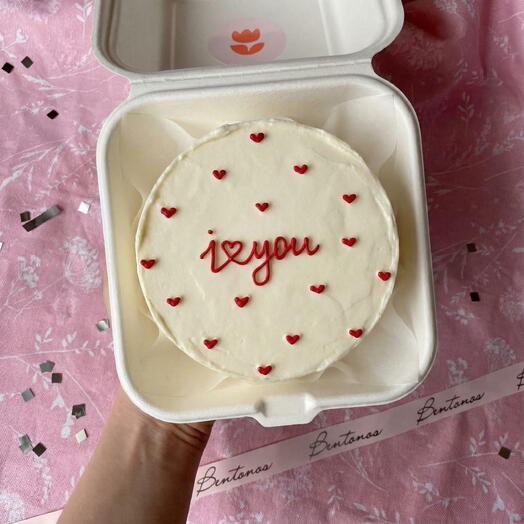Бенто торт I love you с сердечками