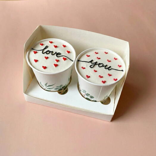 Набор тортов в стакане 2шт cake to go на День Святого Валентина на 14 февраля любимому