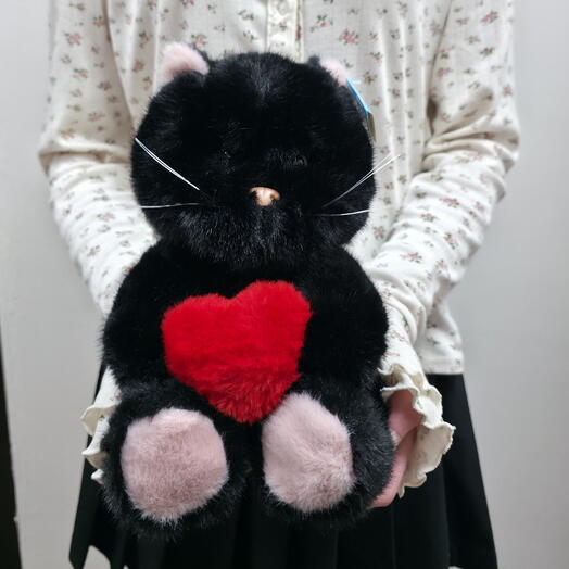 Черная кошечка с сердцем