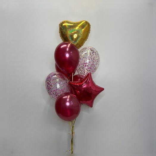 Набор шаров с гелием. Фонтан из 7 шаров "Бургундия"