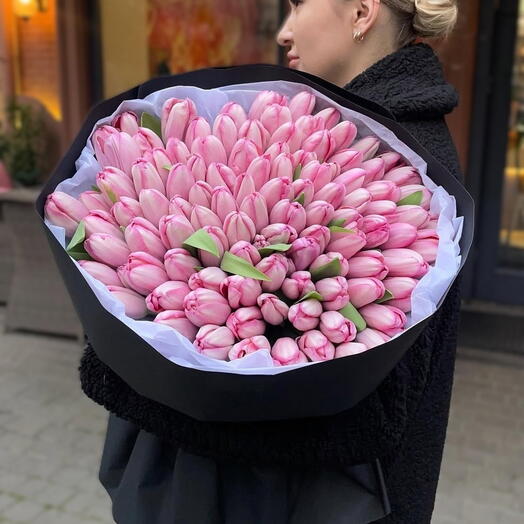 101 розовый тюльпан