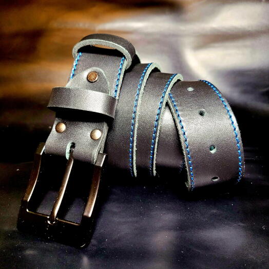 Ремень из натуральной кожи, ручная работа. Цвет: Серый дабл