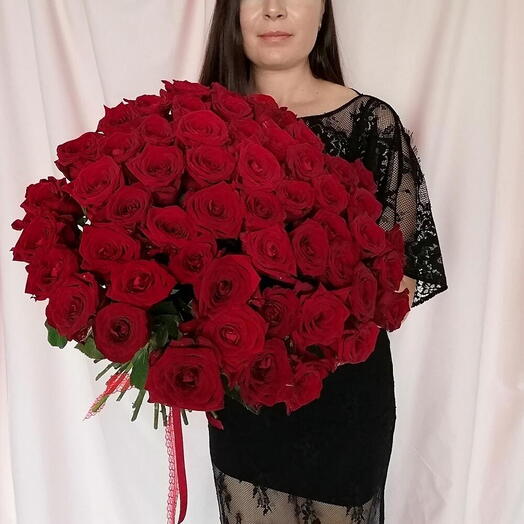 WOW💥Букет из 55 красных ароматных роз🌹