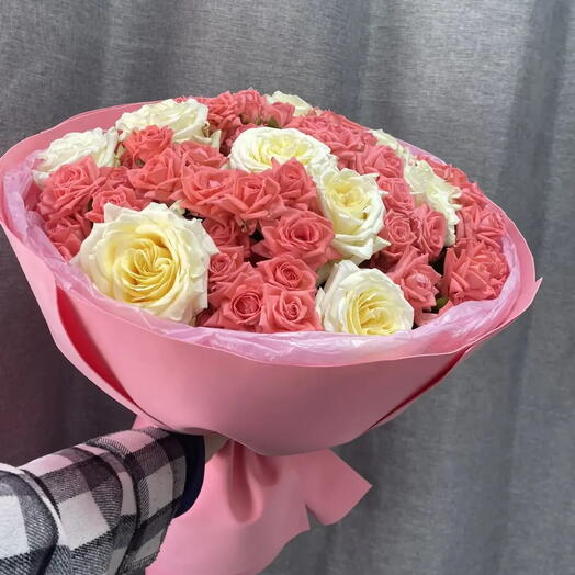 Букет с розами,Дофаминовый букет