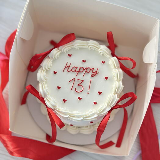 Бенто торт Happy 13! С ленточками. На день рождения