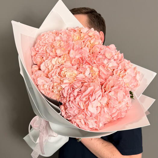 Моно букет из 7 розовых гортензий 🌸