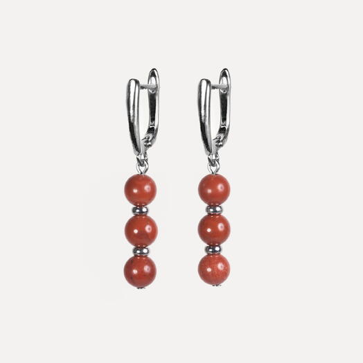 Серьги Самшит Красная яшма Rh+ (EAR1160)