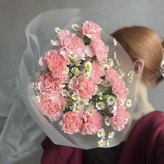 Букет «рассвет» с ромашками 💕