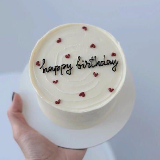 Торт 1 кг Happy birthday с сердечками на день рождения мужу парню девушке сестре маме