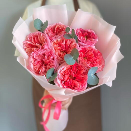 Букет клубничных пионовидных роз🍓💗