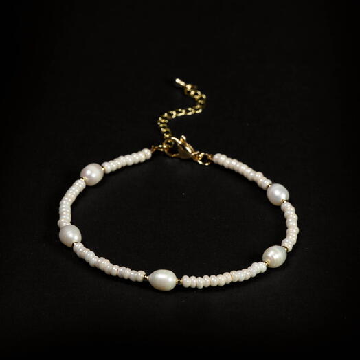 Браслет на ногу (анклет) Жасмин Белый жемчуг культивированный 14K 21 см (ANK1030)