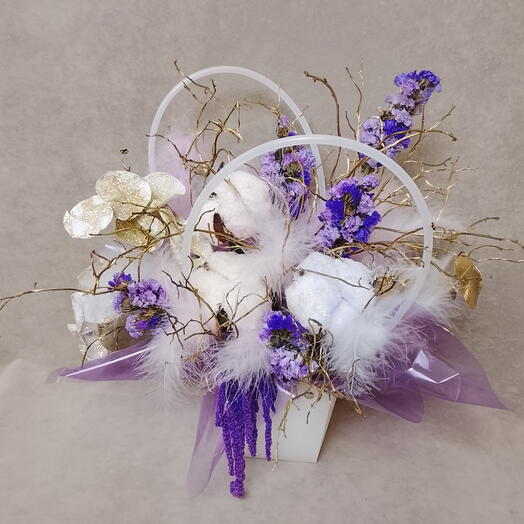 Композиция из сухоцветов их хлопка статици и эвкалипта💜