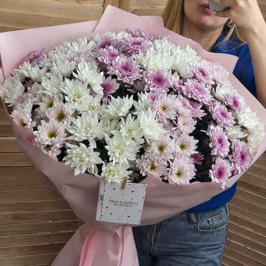 Букет-гигант из 25 кустовых хризантем «Облако нежности» 🌸