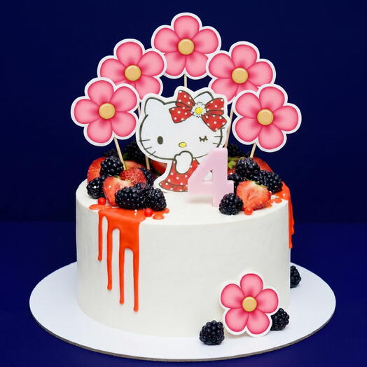 Детский торт на День Рождения девочке, дочке, ребенку - тортик Hello Kitty