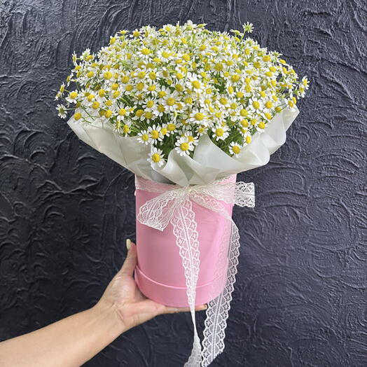 Коробка шляпная с танацетумом🌼
